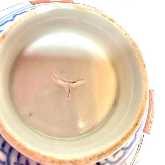 Antique Japanese Hand Painted Imari Footed Bowl 4.5” Diameter-White Red Blue - Picture 7 of 16